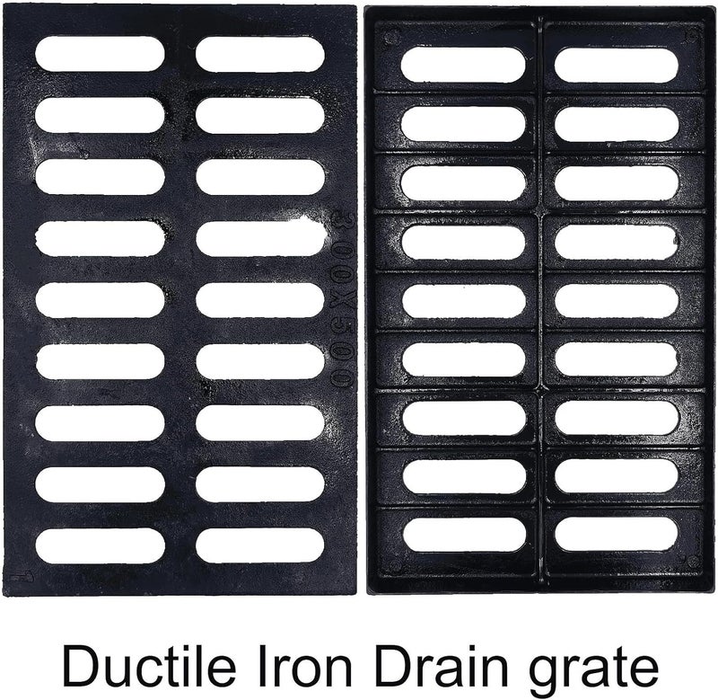 masslunt Cast Iron Drain Grate 20x12 in, A-Class 3372 lbs Heavy-Duty Channel Cover, Outdoor Trench Drainage Grate, Black Rectangle Metal Sewer Cover for Foot Traffic (True 19.7x11.8) - Image 3